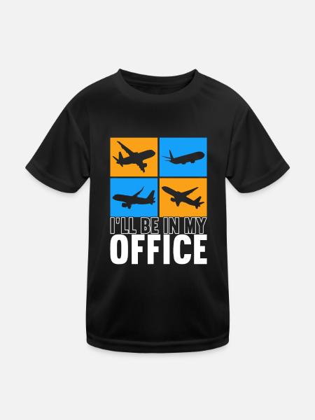 Pilot Flugzeug - Kinder Funktions-T-Shirt - Schwarz - Vorne