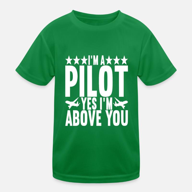 Pilot Airplane Kids Functional T-Shirt
