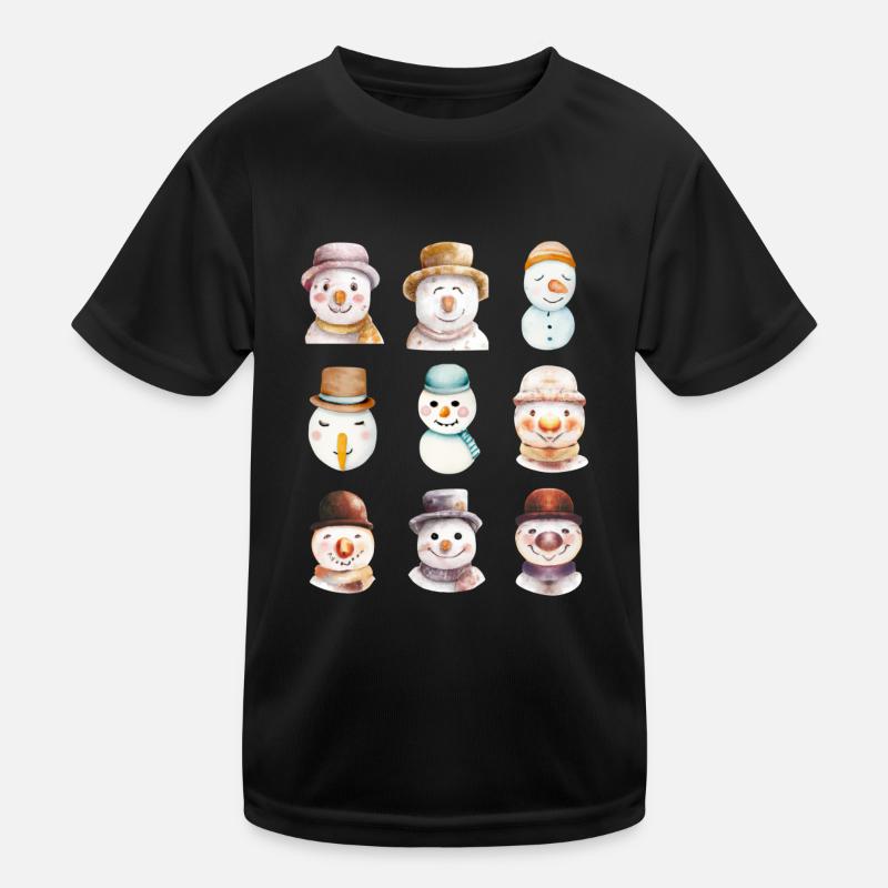 Snowman Faces Kids Functional T-Shirt