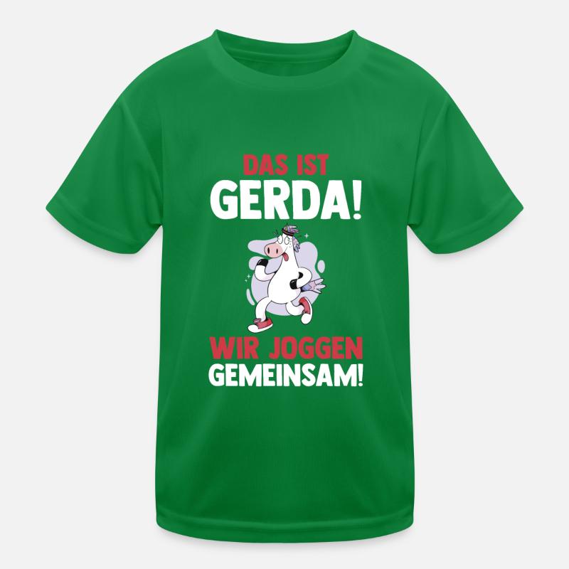 This is Gerda we jog together cow Kids Functional T-Shirt