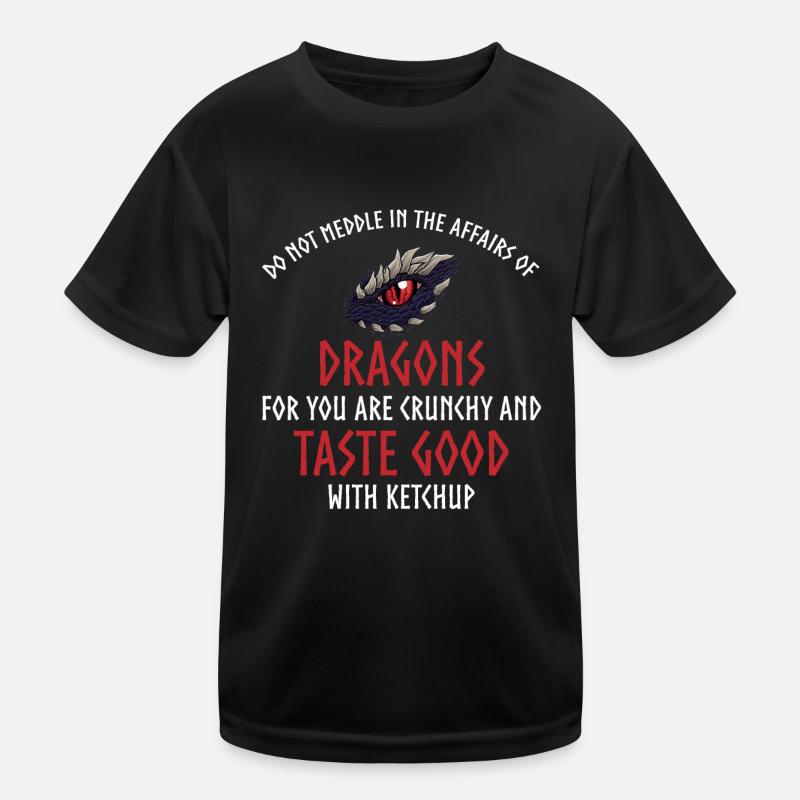 Drachen-Ketchup-Zitat, Drachen Kinder Funktions-T-Shirt