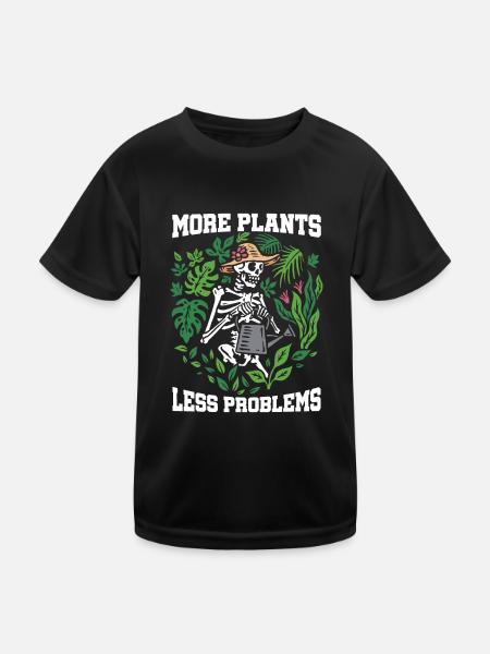 More Plants Less Problems Gardening Gardener Horti - Kinder Funktions-T-Shirt - Schwarz - Vorne