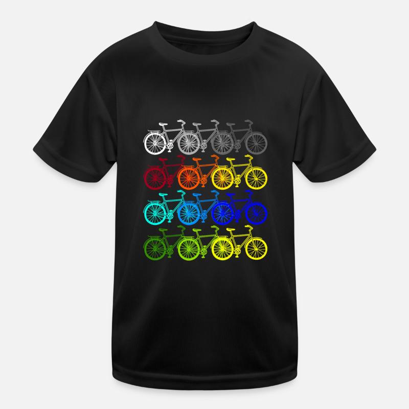 Colorful Bicycles Retro Wheel Cyclist Kids Functional T-Shirt