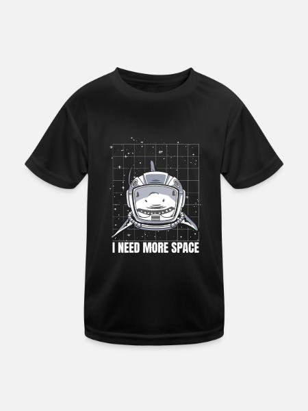 Shark Astronaut I Need More Space - Kids Functional T-Shirt - black - Front