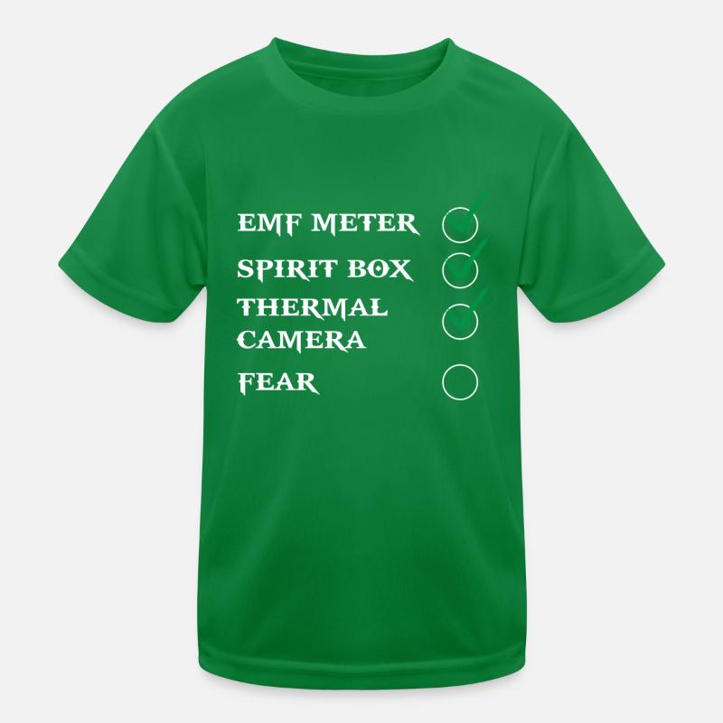 Ghost Hunter, EMF meter, thermal camera Kids Functional T-Shirt