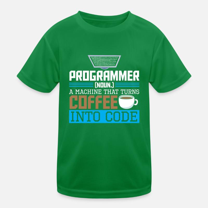 Programmer A machine that turns coffee into code Kinder Funktions-T-Shirt