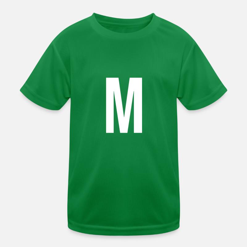 M Lettre Numéro Symbole Alphabet Initiale T-shirt sport Enfant