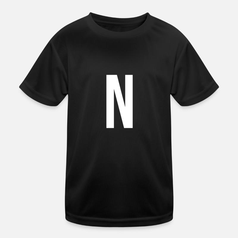 N Lettre Chiffre Symbole Alphabet Initiale T-shirt sport Enfant