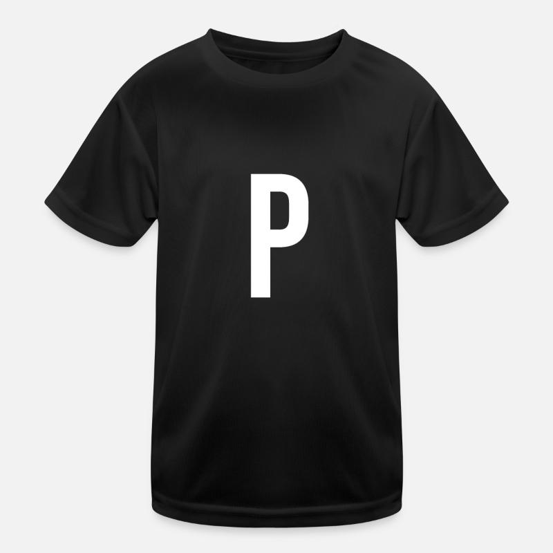 Lettre P Chiffre Symbole Alphabet Initiale T-shirt sport Enfant