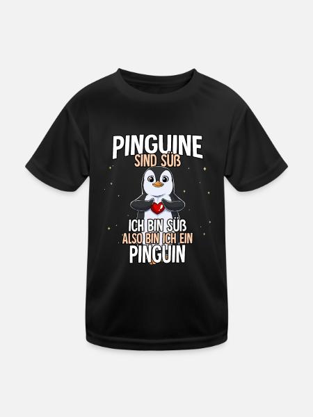 Pinguine Sind Süß Pinguin - Kinder Funktions-T-Shirt - Schwarz