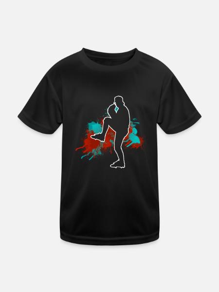 Baseball - Kinder Funktions-T-Shirt - Schwarz - Vorne
