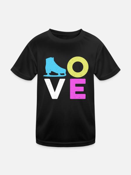 Love Graphic Ice Skating Figure Skater Ice Skater - Kinder Funktions-T-Shirt - Schwarz - Vorne
