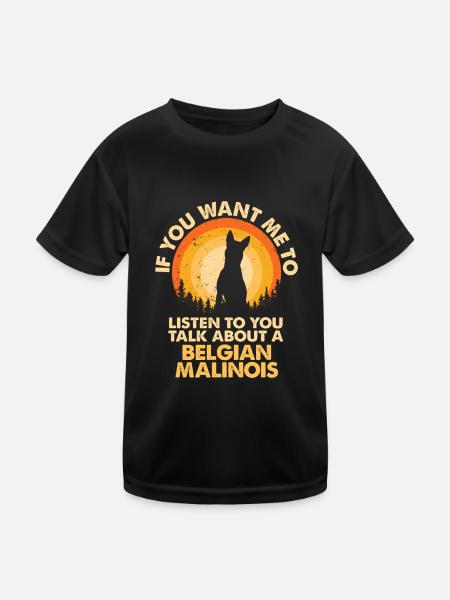 Sprechen Sie Über Hunde Belgian Malinois - Kinder Funktions-T-Shirt - Schwarz - Vorne