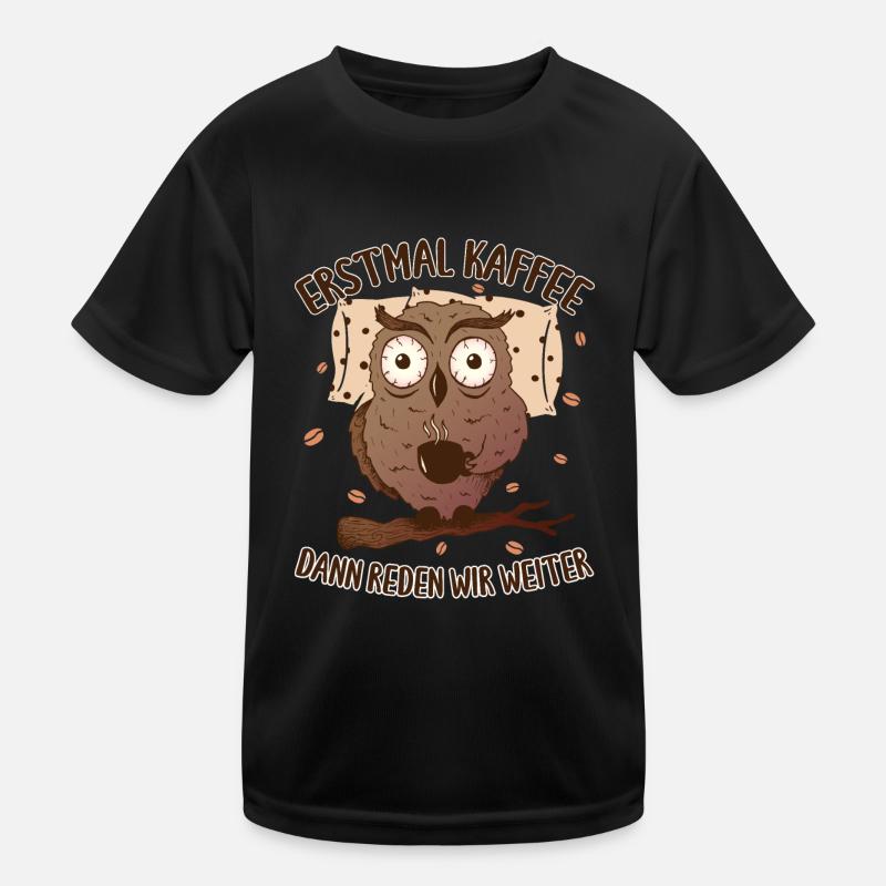 Nachteule im Einsatz Eule Kaffee Morgenmuffel Kinder Funktions-T-Shirt