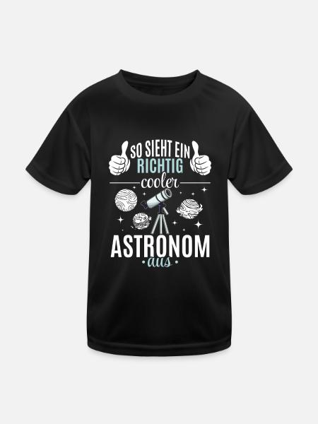 Raumfahrt - So sieht ein richtig cooler Astronom a - Kinder Funktions-T-Shirt - Schwarz - Vorne