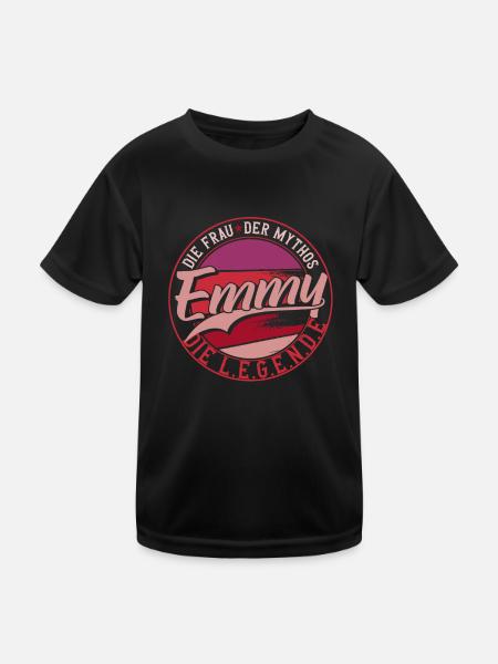 Die frau der Mythos die Legende Emmy - Kinder Funktions-T-Shirt - Schwarz - Vorne