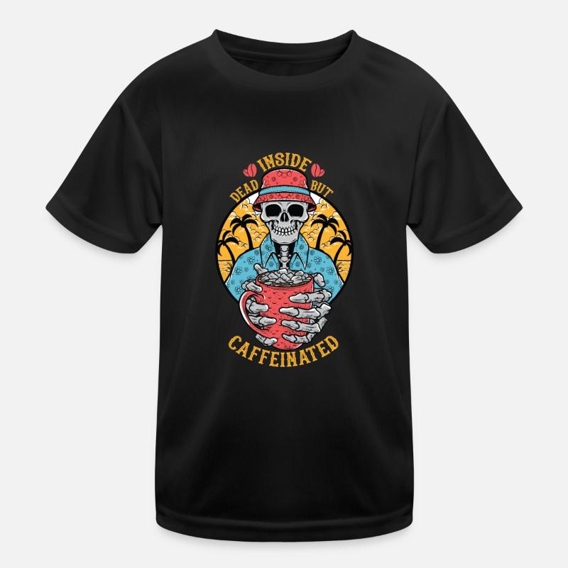 Inside dead but caffeinated Kinder Funktions-T-Shirt