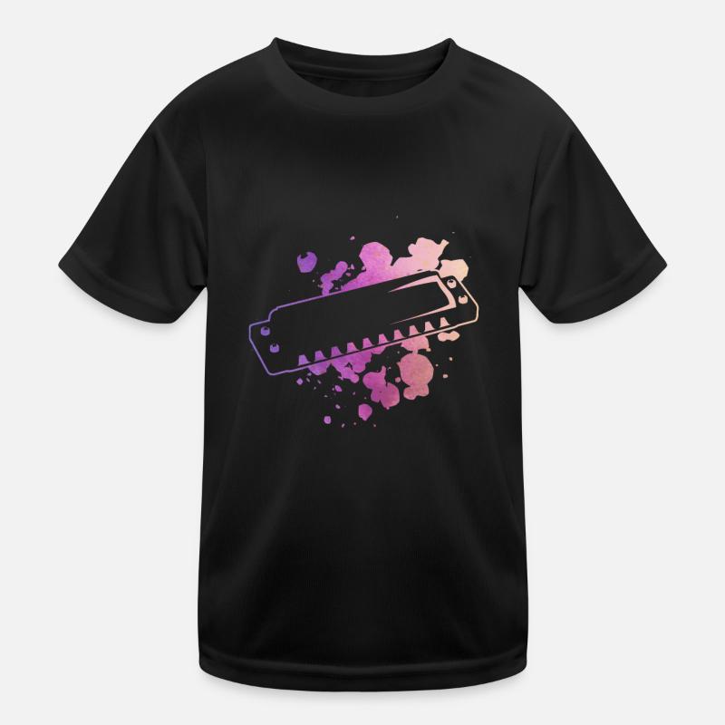 Harmonica Watercolor - Harmonica Player Kids Functional T-Shirt