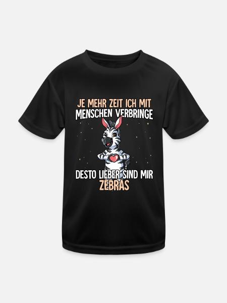 Zebra - Kinder Funktions-T-Shirt - Schwarz