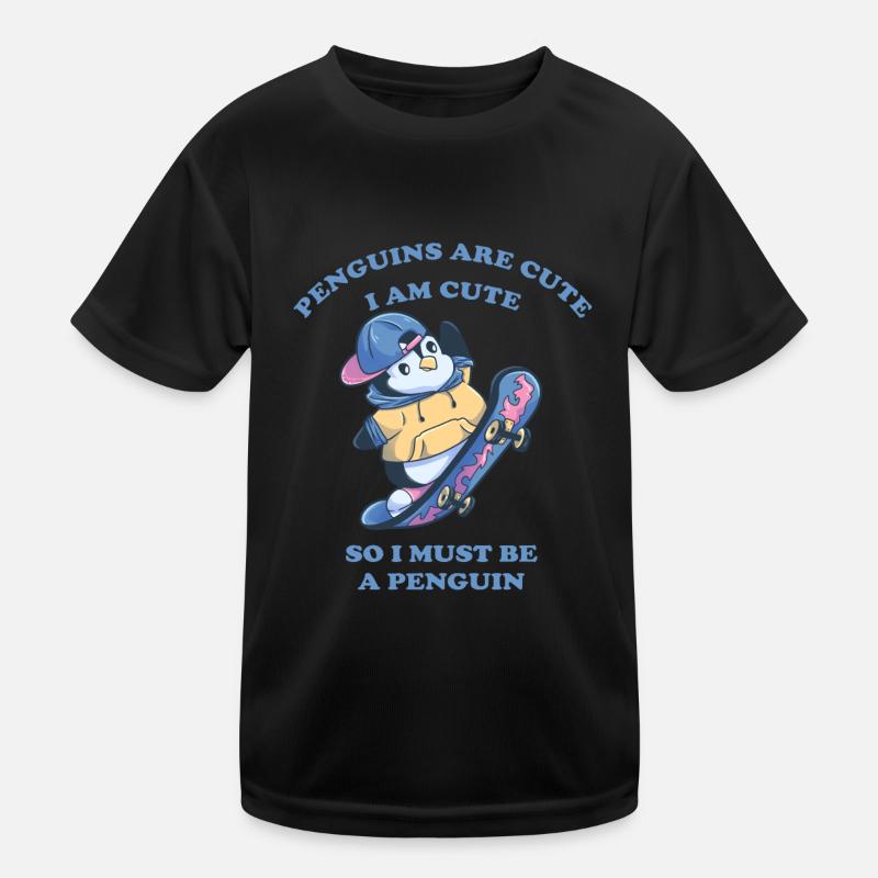 Skater Pinguin cool Skateboard Junge Kinder Funktions-T-Shirt