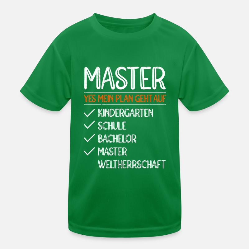 Mein Plan geht auf Weltherrschaft Master Abschluss Kinder Funktions-T-Shirt