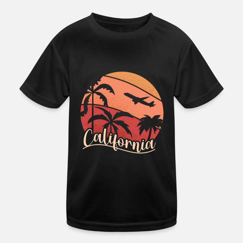California Summer Sun Palm Trees Beach Water Kids Functional T-Shirt