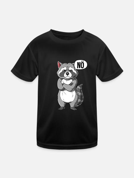 Waschbär Nö - Kinder Funktions-T-Shirt - Schwarz