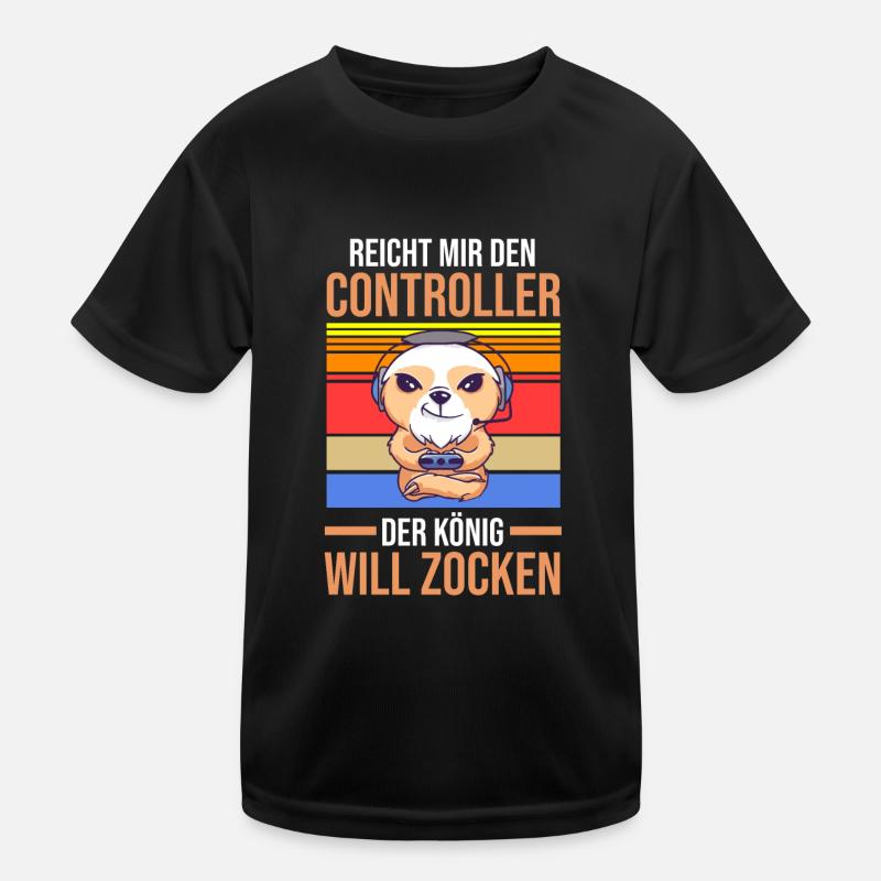 Reicht Mir Den Controller Der König Will Zocken Kinder Funktions-T-Shirt