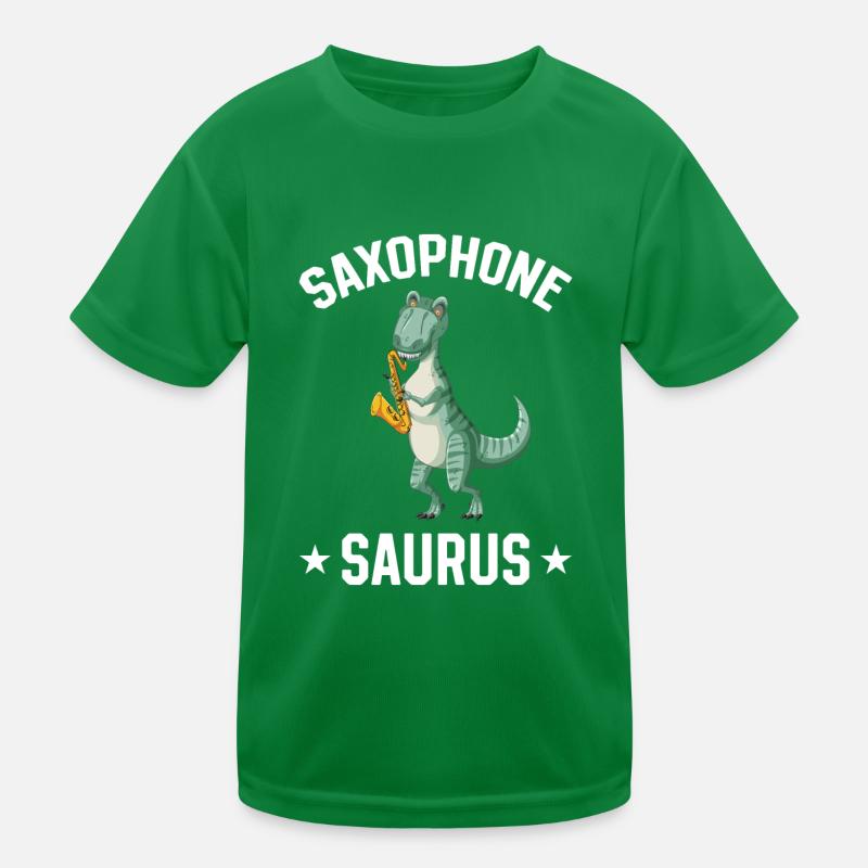 Saxophone Saurus Dino Sax Player Saxophone Player Kinder Funktions-T-Shirt