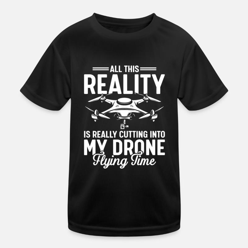 Drones, drones, drone flying - Kids Functional T-Shirt - black