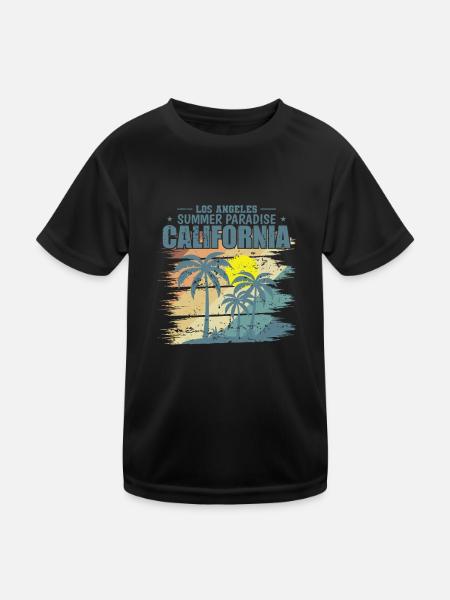 California Los Angeles Summer Paradise USA - Kinder Funktions-T-Shirt - Schwarz - Vorne