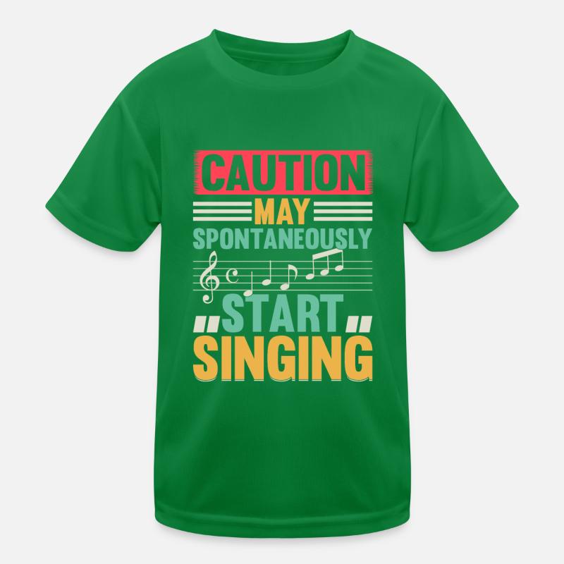 Music Lover - Caution May Spontaneously Start Sing Kids Functional T-Shirt