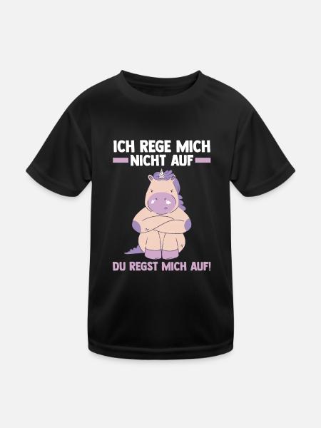 Ich Rege Mich Nicht Auf Du Regst Mich Auf Einhorn - Kinder Funktions-T-Shirt - Schwarz - Vorne