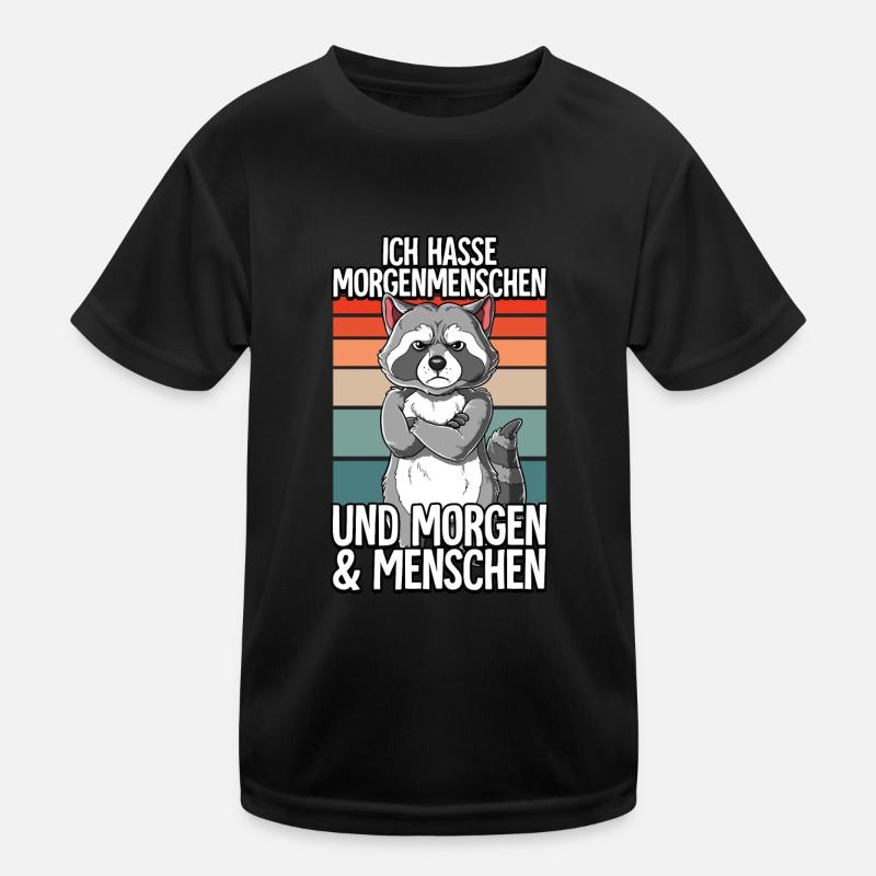 Ich Hasse Morgenmenschen Waschbär Kinder Funktions-T-Shirt