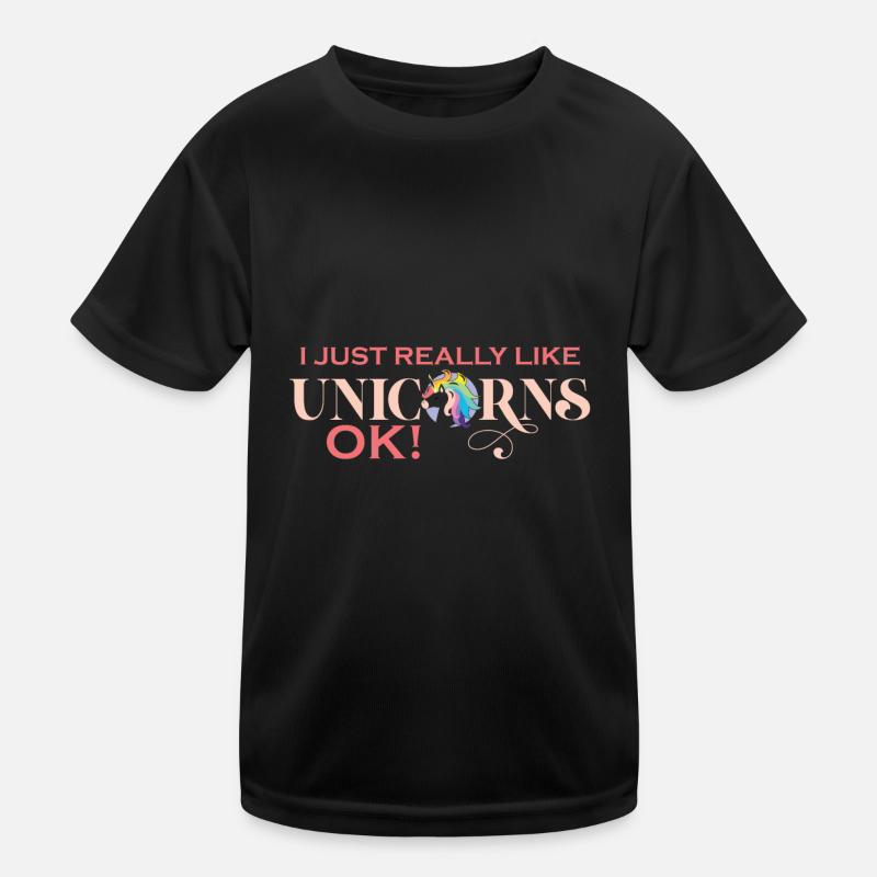 Ich Mag Einhörner Einfach Wirklich Einhörner Ok - Kinder Funktions-T-Shirt - Schwarz