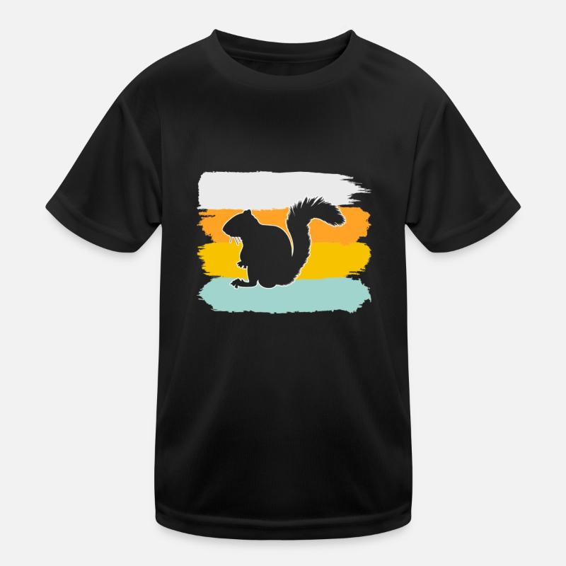 Eichhörnchen Retro - Kinder Funktions-T-Shirt - Schwarz