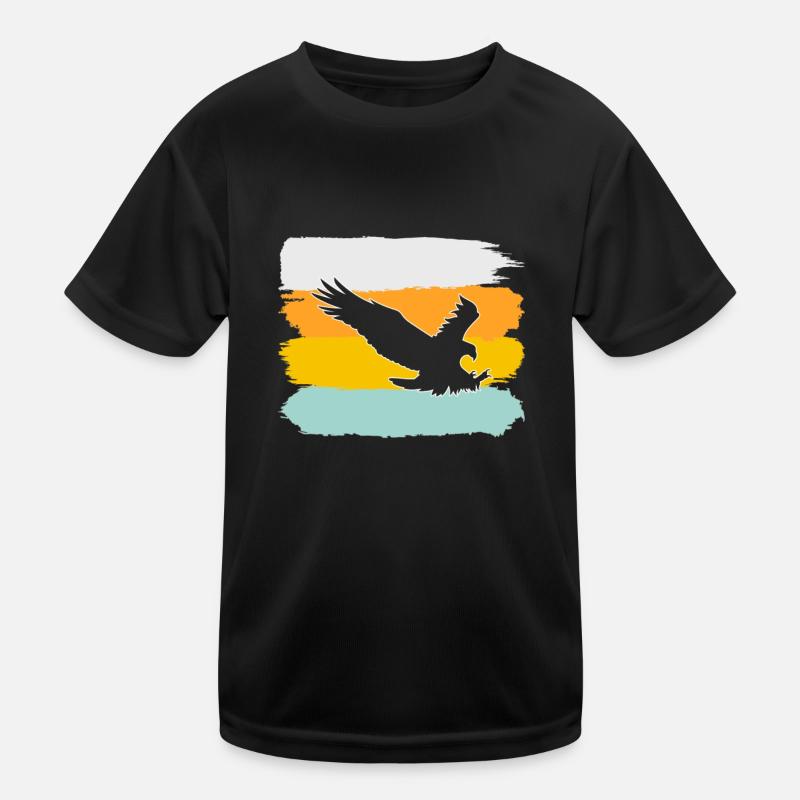 Adler Retro - Kinder Funktions-T-Shirt - Schwarz