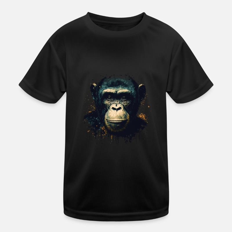 Chimpanzee Monkey Portrait Kids Functional T-Shirt