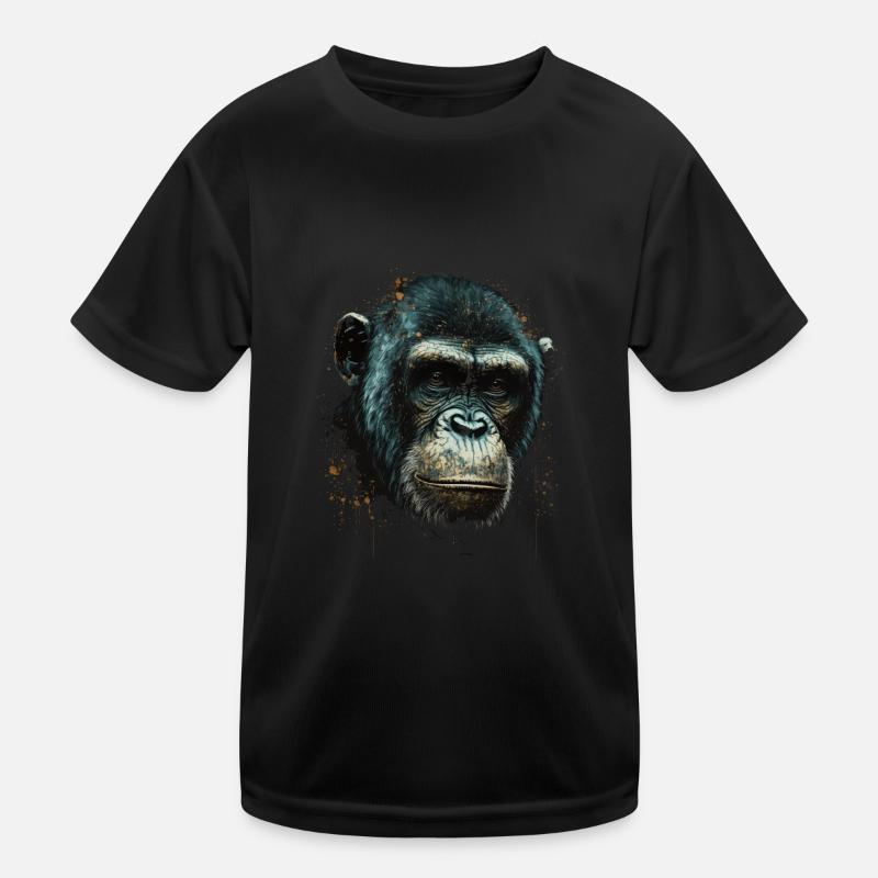 Chimpanzee Monkey Portrait Kids Functional T-Shirt