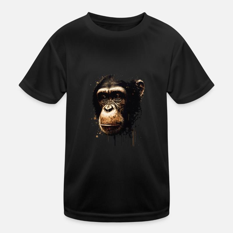 Chimpanzee Monkey Portrait Kids Functional T-Shirt