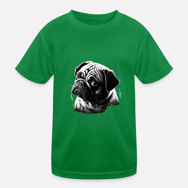 Mops-schablonen-design Weiß Und Schwarz Kinder Funktions-T-Shirt