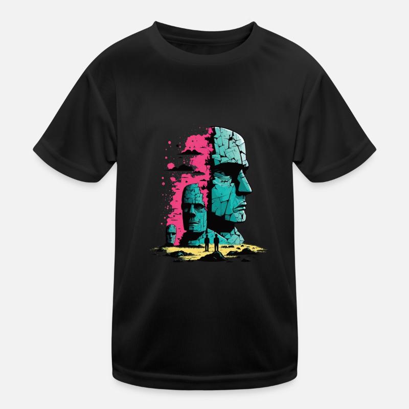 Rapa Nui Moai Head Statue Easter Island Kids Functional T-Shirt