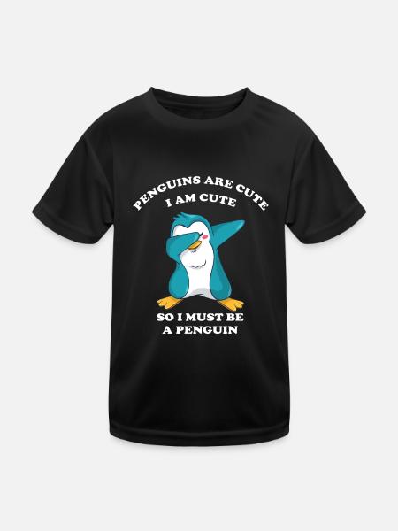 cooler tanzender Pinguin - Kinder Funktions-T-Shirt - Schwarz - Vorne