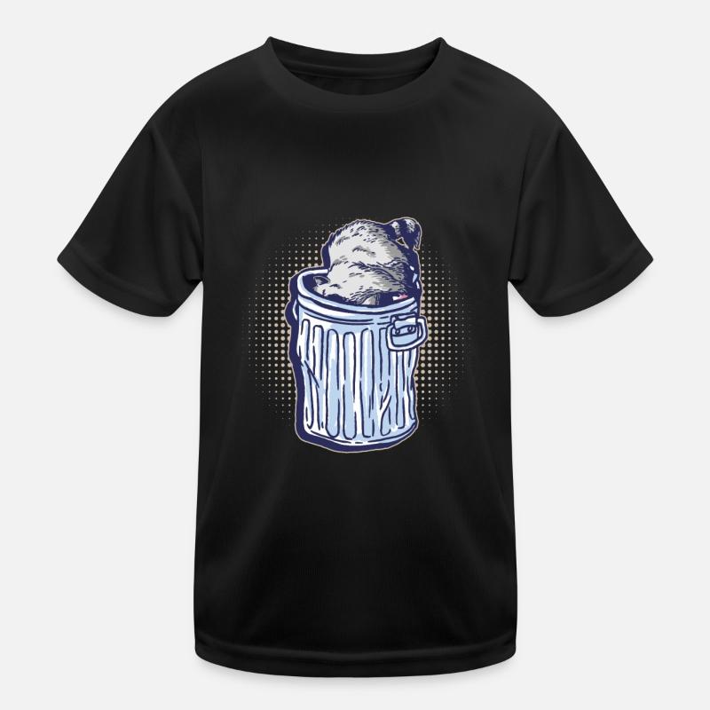 Waschbär gräbt durch einen Mülleimer - Waschbär Kinder Funktions-T-Shirt