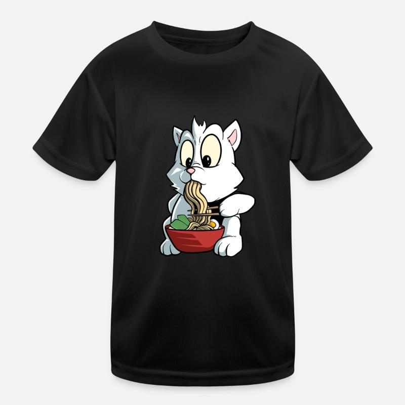 Sweet Cat Eats Ramen Kawaii Ramen Cat Kids Functional T-Shirt