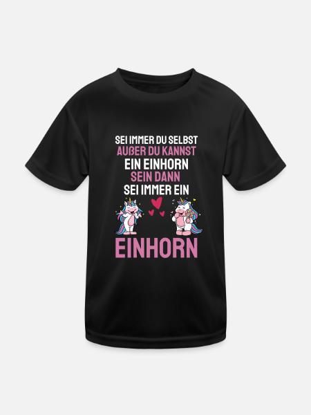 Fantasy Tier Lustiges Geschenk Magisches Einhorn - Kinder Funktions-T-Shirt - Schwarz - Vorne