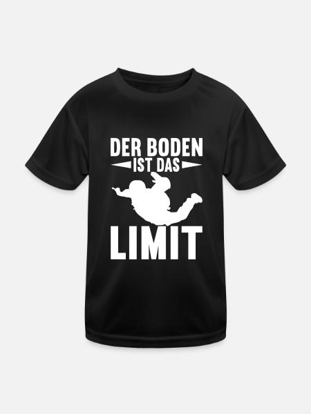 Fallschirmspringer Fallschirmsprung Skydiving - Kinder Funktions-T-Shirt - Schwarz - Vorne