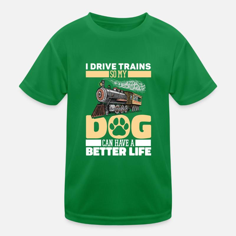 Engine driver train driver dog Kids Functional T-Shirt