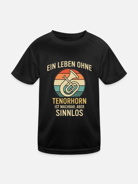 Tenorhorn Tenorhornspieler Tenorhornist - Kinder Funktions-T-Shirt - Schwarz - Vorne
