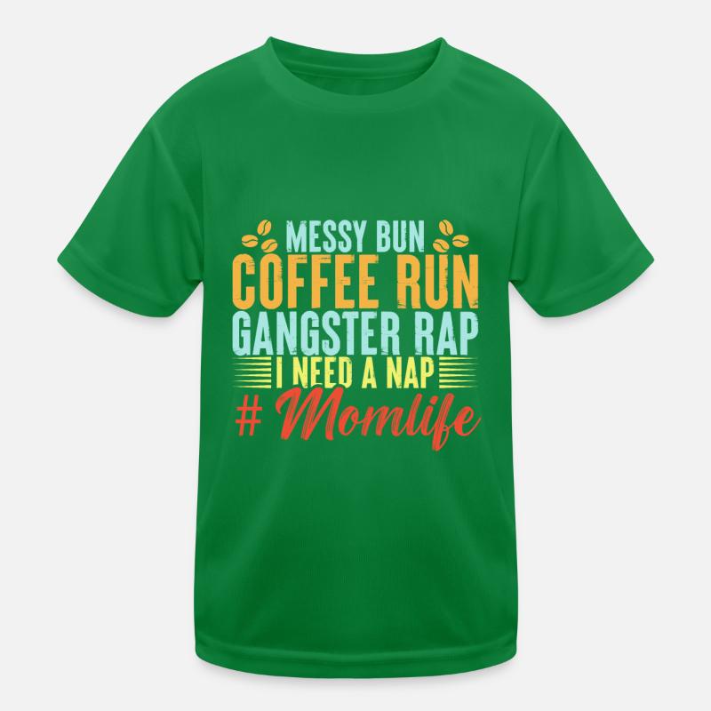 Messy bun coffee run Kids Functional T-Shirt